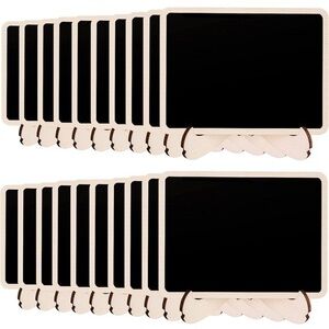 NWT 20 Pack Wood Mini Chalkboard Signs  Support Easels Black tan for Candy table